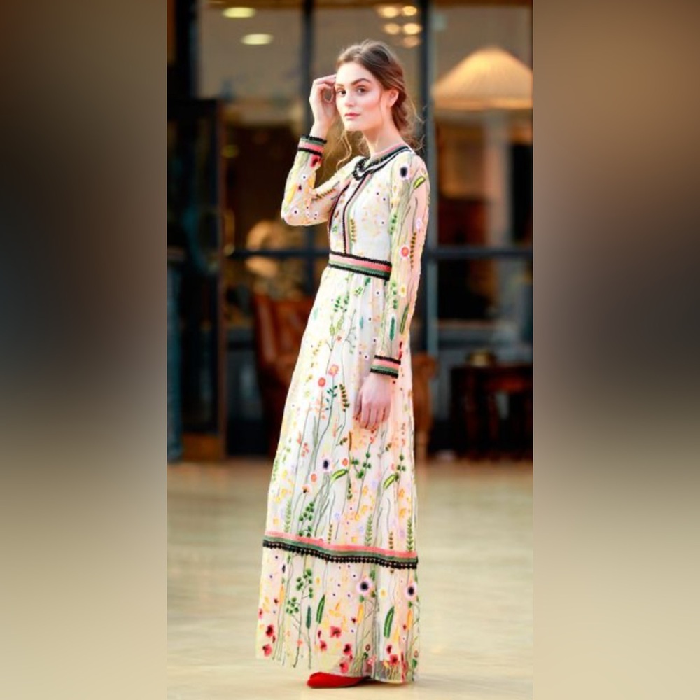 Miss Selfridge Multicolor Floral Long Sleeve Dress